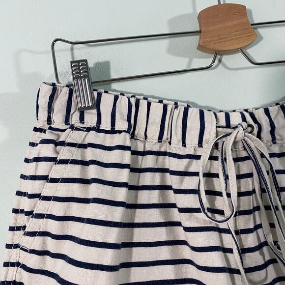 J Crew Women Navy & White Striped Linen Blend Pull On Shorts Size M - Picture 5 of 8